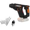 WORX WX390 SDS Plus, Trapano a percussione da 20 V con meccanismo di percussione pneumatico per avvitare, forare e martellare, senza batteria, caricabatteria e valigetta