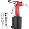 VEVOR Kit Rivettatrice Pneumatica, Forza di Trazione 1100 kg, per Edilizia | Pistola per Rivetti, Ugelli da 2,4 mm 3,2 mm 4,0 mm 4,8 mm 6,4 mm, Sistema a 3 Griffe, Utensile Pneumatico per Industria