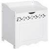 Mobiletto Bagno Portabiancheria in Legno 55x34x58 cm Floreale Bianco