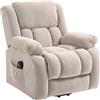 Poltrona Alzapersona Massaggiante e Reclinabile 93x104x105 cm con Telecomando in Tessuto Effetto Velluto Beige