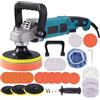 Sararoom Lucidatrice per auto, 1600 W, 6 velocità variabile, 220 V, 500 - 3300 giri/min, cavo da 1,8 m, 2 maniglie, 125/178 mm, set di lucidatura professionale per mobili auto, barca