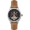 Thomas Earnshaw Baron ES-8187 - Orologio da uomo con movimento automatico a cuore aperto, calendario Grand Date, cassa in acciaio inossidabile da 43 mm, cinturino in pelle, impermeabile fino a 50 m