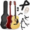 3rd Avenue Pacchetto con chitarra acustica di dimensioni standard 4/4 livello beginner, custodia da trasporto, plettri e corde di riserva, stand, tracolla, capotasto - Naturale
