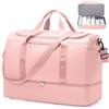 HPLQQ Grande Borsone da Viaggio Donna Bagaglio a Mano, Borsa Sportiva Borsone da Palestra con Scomparto per le Scarpe, Borsa da Weekend, Ospedale Parto, Danza, 50L,D06-Rosa