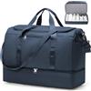 HPLQQ Grande Borsone da Viaggio Donna Bagaglio a Mano, Borsa Sportiva Borsone da Palestra con Scomparto per le Scarpe, Borsa da Weekend, Ospedale Parto, Danza, 50L,D07-Blu scuro