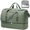 HPLQQ Grande Borsone da Viaggio Donna Bagaglio a Mano, Borsa Sportiva Borsone da Palestra con Scomparto per le Scarpe, Borsa da Weekend, Ospedale Parto, Danza, 50L,D01-Verde Militare