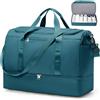HPLQQ Grande Borsone da Viaggio Donna Bagaglio a Mano, Borsa Sportiva Borsone da Palestra con Scomparto per le Scarpe, Borsa da Weekend, Ospedale Parto, Danza, 50L,D04-Blu Pavone