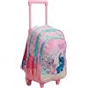mybagstory | Zaino con ruote Stitch | 2 scomparti | 48 cm | Collezione Love rosa e pastello. Ideale per la scuola elementare con tasche per una borraccia
