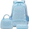 Kimwadalh Zaino Peluche Bambina Zaino Scuola Ragazza Zaino Primario Ragazza Borsa Scuola Set,Zainetti Bambina Amore con Borsa da Pranzo + Astuccio