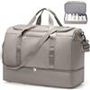 HPLQQ Grande Borsone da Viaggio Donna Bagaglio a Mano, Borsa Sportiva Borsone da Palestra con Scomparto per le Scarpe, Borsa da Weekend, Ospedale Parto, Danza, 50L,D08-Kaki