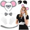 KISPATTI Orecchie Topo Costume Topo Travestimenti Topo Costume Carnevale Adulti Bambini,Orecchie da Topo,Topi Naso,Coda,Papillon,Occhiali,Guanti per Carnevale Halloween Animale Feste Cosplay