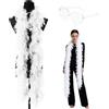 Meanju Boa di Piume Bianco, 2 M Boa Piume con Occhiali da Sole | Sciarpe piume boa, Decorazione di boa di piume di Tacchino, per Festa in Abito da Sposa, Carnevale, Halloween