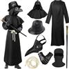Moerstar Medico della Peste Costume, Dottore Della Peste Costume Bambino Adulto Set con Mantello Maschera Cappello Accessori Plague Doctor Cosplay per Halloween Carnevale