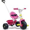 Smoby - Triciclo Be Fun Girl, 7600740322, + 15 Mesi, Evolutivo, Ruote Silenziose, con Asta di Spinta Removibile