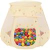Selonis Tenda Per Bambini Da Gioco A Forma Di Castello Pieghevole Casetta Dei Giochi 105X90cm/100 Palline 7cm Per Giocare In Interni Ed Esterni, Beige Chiaro: Giallo/Verde/Blu/Rosso/Arancione