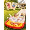 Sloosh Set da bowling con scivolo d'acqua da 6,09 m, scivoli d'acqua e 2 bodyboard, scivolo estivo con irrigatore integrato, per il divertimento all'aperto del cortile per bambini