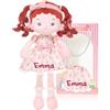 LeyaDoll Bambola morbida personalizzabile da 40,6 cm, per bambine di 1 anno | Sacchetto regalo rosa incluso, Bedtime Buddy per neonati, viso ricamato e burroso morbido, lavabile in lavatrice