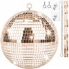 Sunshine smile Sfera da discoteca a specchio, 25 cm, da appendere, con mini specchio autoadesivo e ganci autoadesivi, ideale per feste o effetti luminosi DJ