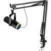 FerBuee Microfono Dinamico XLR/USB per Registrazione Vocale, Podcasting, Gaming, Streaming Live. con Jack per Cuffie da 3,5 mm, Eco, Pulsante Mute. Microfono Cardioide per PC/MAC/PS4/PS5/Mixer (nero)