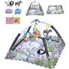 eSynic Tappeto Gioco per Neonati 77x77cm con 5 Giocattoli Sonori Sospesi Rimovibili, Piscina di Palline, Facile da Montare e Lavare, Sviluppo Sensoriale, Palestrina Perfetta per Piccoli 0-18 Mesi