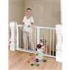 COMOMY 75-131cm Cancelletto per Cani, Cancelletto Scale Per Bambini, Cancello Sicurezza per Bimbo, Fissaggio a Pressione, Chiusura Automatica, con Segno Verde/Rosso, Interno/Esterno, Bianco
