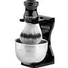 Anbbas 3 in 1 Set di pennelli sintetici con ciotola da barba in acciaio inox, supporto da barba in acrilico nero Holer per rasoio da barba tradizionale da uomo
