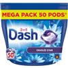Dash 2 in 1 PODS Envolée d'Air, 50 Lavaggi, Detersivo Capsule 3 in 1, 3 settimane di Freschezza con Lenor, Profumo Brezza Marine e Fiori freschi, efficace in ciclo freddo, made in France
