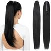 S-noilite Coda Capelli Veri Extension con Clip, 120g Coda Capelli Extension Veri Clip, Extension per Coda di Cavallo 100% Capelli Umani, 50cm Jet Nero #1