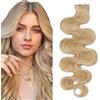 SEGO Extension Biadesivo Capelli Veri Biadesive Remy Human Hair Mossi Ricci Tape Invisibili Balayage 20 Ciocche Adesive 40g (35cm, #18P613 Biondo Cenere/Biondo Chiarissimo)