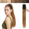 SEGO Coda Capelli Extension Veri Clip Pinza Cavallo Ponytail Naturale Remy Human Hair Lisci Umani 55cm Fascia Unica 120g - # Castano Chiaro