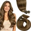 LaaVoo Extension Capelli Veri cheratina Marrone 55cm 50g 50 Ciocche | Extension per bonding in capelli veri, facili da mantenere, lisci e setosi, naturali, perfette per spettacoli sul palco e