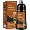 JELMOK 500ML Black Hair Dye Shampoo 3 in 1, Shampoo Colorante Nero per Donna Uomo, Shampoo Colorante Capelli Istantaneo, Hair Color Shampoo - Naturale - Shampoo per Capelli (Light Auburn, 500ML)