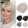 PARXITN Topper per capelli con frangia 3 clip multi dimensionale 7 pollici parrucche sintetiche corte per capelli sottili biondo bianco