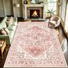 WUTONG Rosa Tappeto Salotto Orientale Vintage Medaglione 200x300 cm Grande | Lavabile in Lavatrice e Antiscivolo, Pelo Corto, Design Retrò Elegante per Grandi Spazi, Moquette