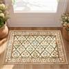 Vangao Tappeto floreale rosso, 60 x 90 cm, vintage, boho, a pelo corto | Tappeto con motivo rosso, piccolo, colorato, per cucina, soggiorno, cameretta dei bambini, ingresso, ingresso, interno