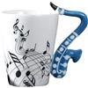 CAPIJIONG Tazza in ceramica per strumenti musicali, 370 ml, note per latte, caffè, caffè, acqua, tazza HD342 Saxe Blue Freedom