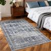 LuxFocus Tappeto lavabile in lavatrice, per soggiorno, 80 x 150 cm, vintage, grande, antiscivolo, morbido, a pelo basso, per soggiorno, resistente alle macchie, pieghevole, per sala da pranzo, blu
