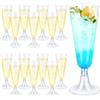 LWMTT Flauti da Champagne in Plastica,25 Pezzi Flute da Champagne in Plastica Trasparente 150ml,Trasparenti Glitterati Oro,Resistenti e Riutilizzabili,Bicchieri da per Feste,Compleanni,Matrimoni,Natale