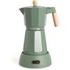CREATE / THERA MOKA ELECTRIC/Caffettiera elettrica verde salvia/Funzione mantieni caldo, 300 ml, capacità di 6 tazze, trattiene il calore, base 360°, facile da pulire e priva di BPA, 480W