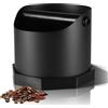Hahorpa Contenitore per Fondi di Caffè, 750ml Battifondi Caffè in Acciaio Inossidabile con Asta Rimovibile e Base Antiscivolo, 12×12×10.5cm Knock Box Adatto per Accessori Macchina Caffe (Nero Opaco)