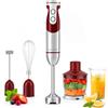 MEGAWISE Frullatore a immersione MegaWise Pro Titanium Reinforced 5 in 1, potente 400 W con lame più affilate dell'80%, frullatore con cavo a 12 velocità, (rosso)