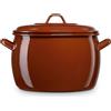 briebe Pentola bombata cucina a induzione 28 cm, casseruola 11 L grande con coperchio in acciaio smaltato vetrificato, adatta piano cottura, gas, forno, terra vintage marrone piastrelle
