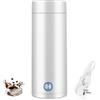 HIULLEN Bollitore da Viaggio,400ml Bollitore Elettrico Portatile,Mini Thermos 3 in 1, 304 rivestimento in acciaio inox, con Funzione di Spegnimento Automatico, per Tè, Caffè, Latte (Bianco)