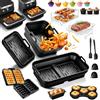 Dictien Accessori Set Friggitrice ad Aria per COSORI 10L Doppio Cestello, 22 Pezzi | Pieghevole Teglia Silicone Air Fryer, Griglia, Stampo Waffle per Friggitrice ad Aria per Ninja Foodi FlexDrawer AF500EU 10,4L