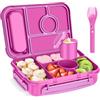 Amathley Porta Pranzo Bambini,Bento Box,Lunch Box,1300ML-5 Scomparti Porta Pranzo Ermetico con Posate Pcatola Per Salse,Sicuro Per Microonde,Lavastoviglie e Congelatore,Privo Di BPA (Giglio rosso)