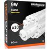 Eurocali 10x Tubi LED 60cm G13 T8 9W 850 lumen - Luce Bianco Caldo 3000K - Fascio Luminoso 160° - Sostituzione Neon