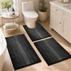 Homodeco Set 3 Pezzi Tappeto Bagno Antiscivolo, in Morbida Ciniglia, Nero | Assorbente, Lavabile in Lavatrice, Confortevole Tappetino Doccia