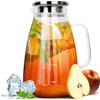 HEFTMAN Caraffa in Vetro 2 Litri con Coperchio - Brocca Acqua Vetro Borosilicato Resistente al Calore, Caraffa Vetro per Acqua Calda e Fredda, Caffè, Latte, Succo Di Frutta, Limonata