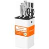 Lifewit Ceppo Portacoltelli Senza Coltello, Supporto Coltelli Cucina Universale per Fino a 15 Coltelli, con Fessura per Forbici e Affilacoltelli, Organizer Knife con Fori di Scarico e Piedini, Bianco