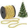 Chuangdi Catena di Perline di Natale di 15m/ Rotolo 6mm Ghirlande di Perline per Decorazione Natalizia Filo di Perle Decorative per Albero di Natale Ghirlanda di Plastica per Matrimoni(Oro)